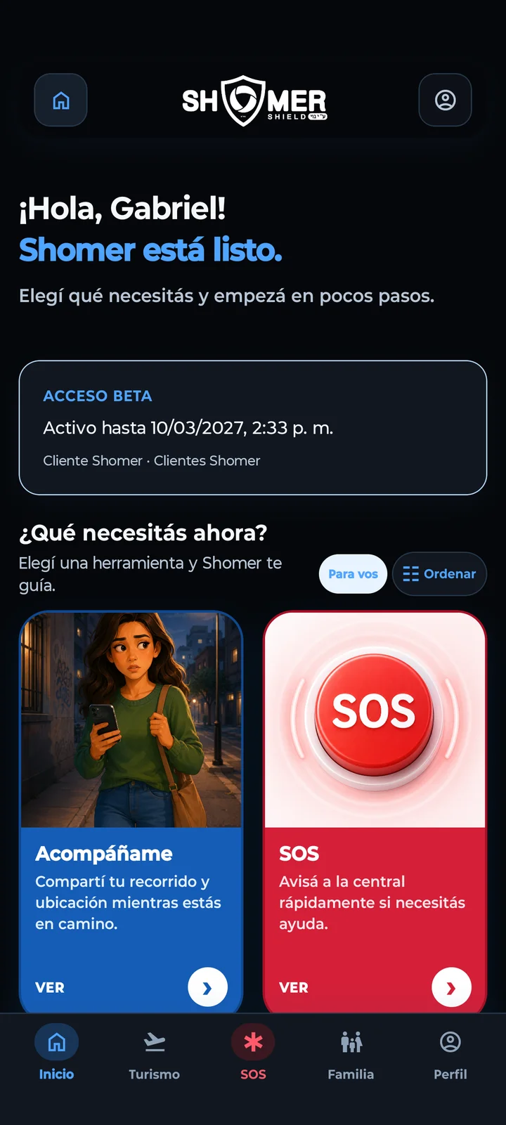 Shomer Shield en un teléfono